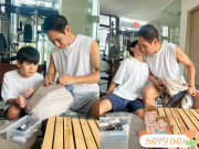 Yêu con - Làm đạo diễn kiếm 100 tỷ/phim, Lý Hải ở nhà vẫn quần đùi áo 3 lỗ cặm cụi may vá cặp sách cũ cho con dùng