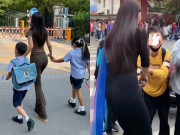 Yêu con - Đến trường đón con, mẹ trẻ diện quần bó sát gợi cảm, nhiều phụ huynh nhìn mà đỏ mặt