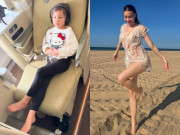 Yêu con - Đi máy bay hạng thương gia, con gái lai Thuỵ Điển của Hồ Ngọc Hà khiến cõi mạng bất ngờ với đôi chân dài ngoằng