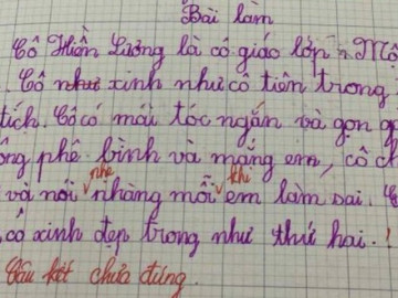 Viết văn tả cô giáo của em, bé lớp 1 chỉ viết 6 dòng nhưng khiến ai đọc cũng nể