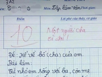 Viết vỏn vẹn 7 câu văn kể về bố, bé trai tiểu học đạt điểm 10, cô giáo đỏ mắt ngay từ dòng đầu tiên