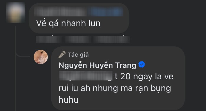 Song, dù Huyền Trang chỉ cần 20 ngày để lấy lại hình thể thời chưa bầu bí, nhưng kết quả để lại sau sinh con là những vết rạn trên bụng nữ diễn viên.