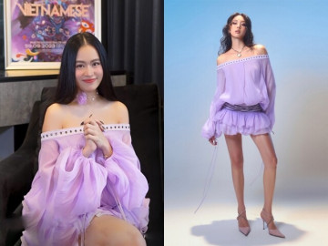 Hoàng Thùy Linh che bụng với váy giá bình dân khi tái xuất