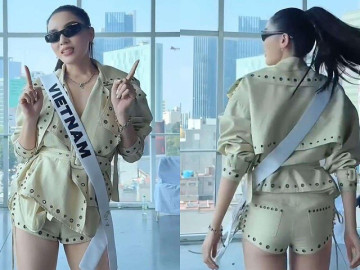 Kỳ Duyên gây bàn tán khi mặc quần bó chẽn ở Miss Universe