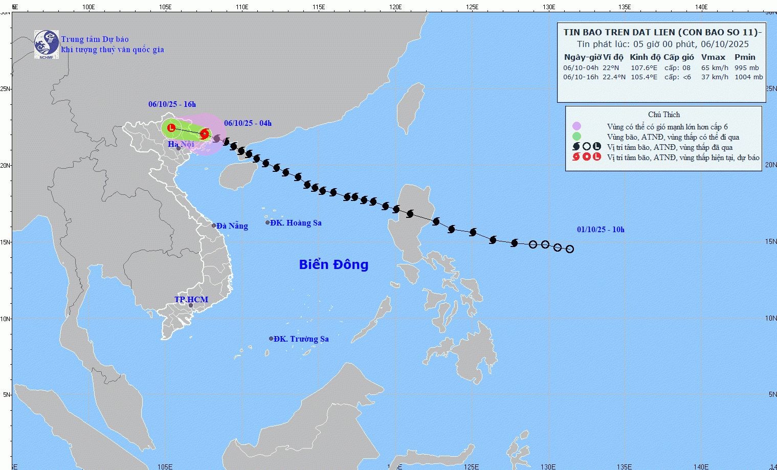 Bão số 11 đã vào đất liền của Trung Quốc.