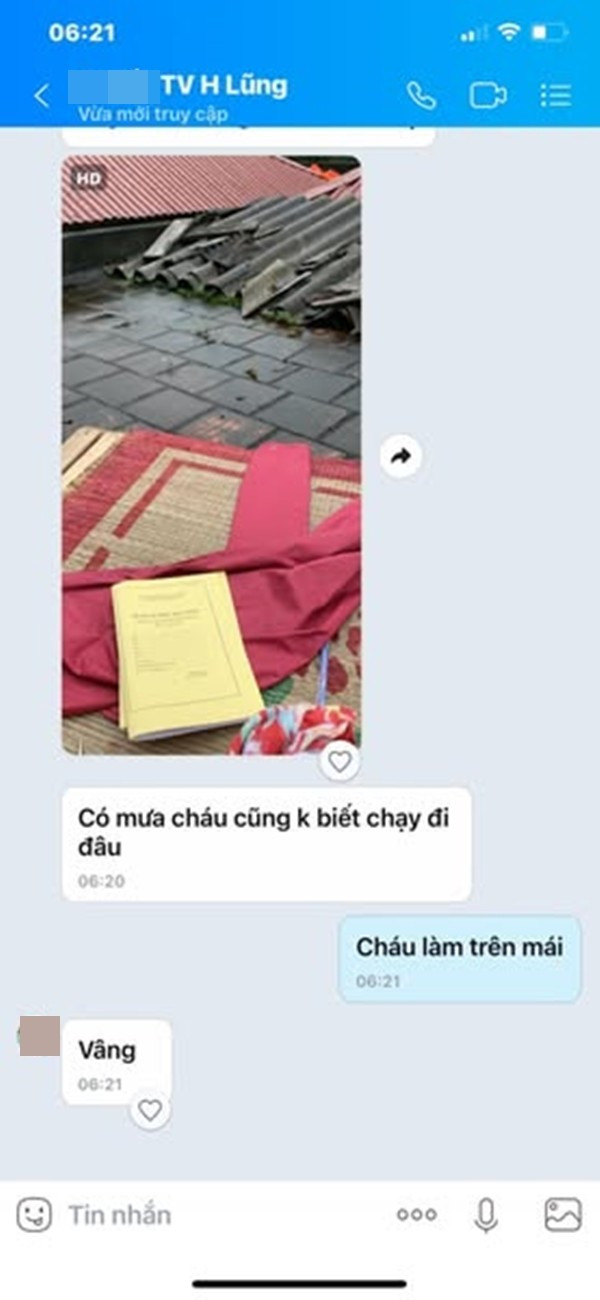 Tin nhắn từ một quan trắc viên Trạm Thủy văn Hữu Lũng (Lạng Sơn) vào sáng sớm nay, 8/10. Ảnh: Trạm Thủy văn Hữu Lũng.