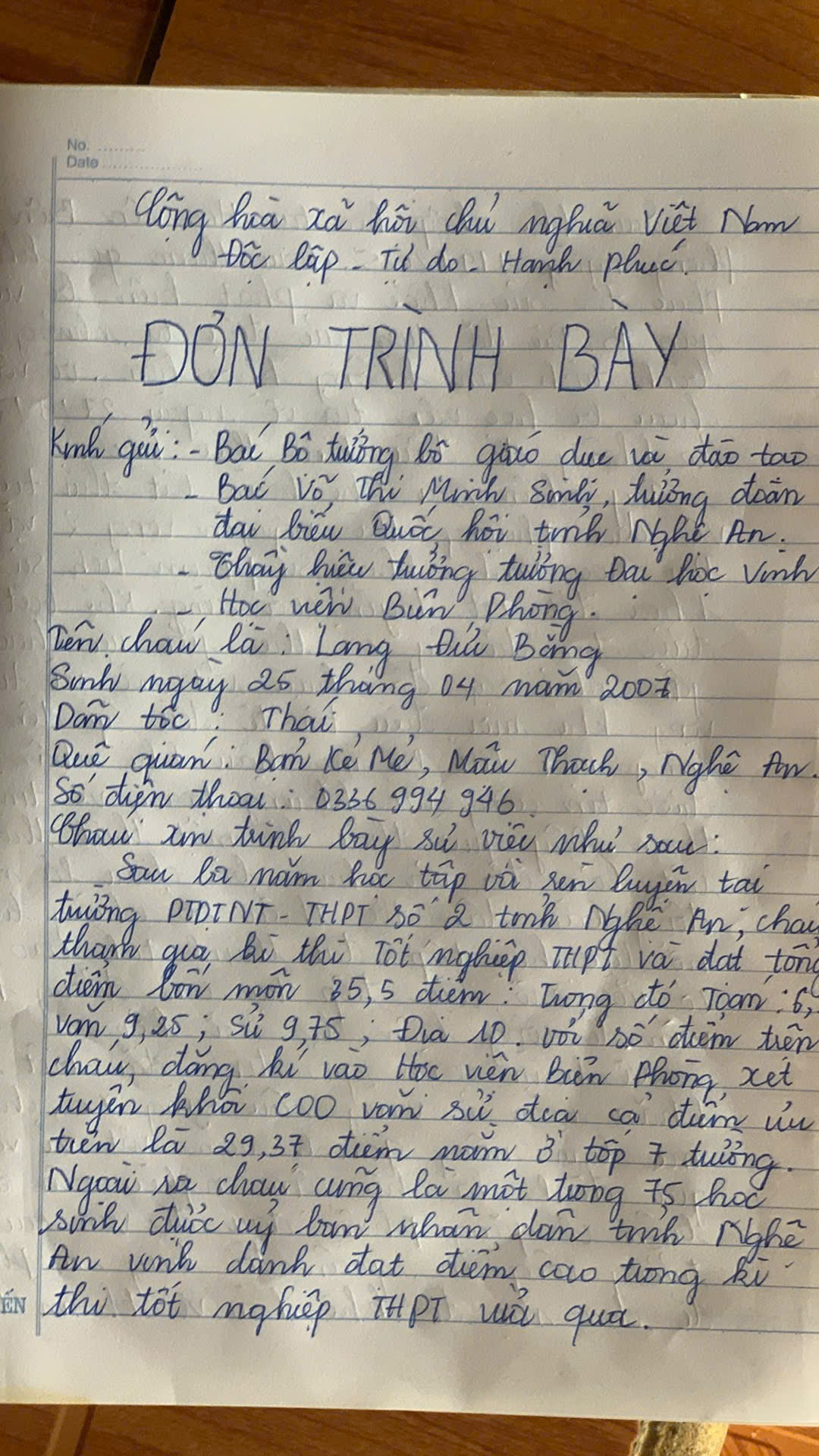 Nam sinh dân tộc Thái được Đại học Vinh đặc cách trúng tuyển sau khi viết tâm thư gửi Bộ trưởng GDamp;ĐT - 2