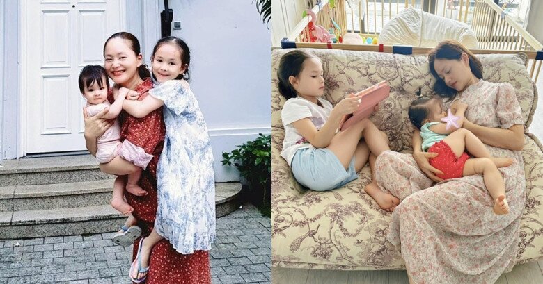 Lan Phương cố gắng dành trọn thời gian để ở bên các con.