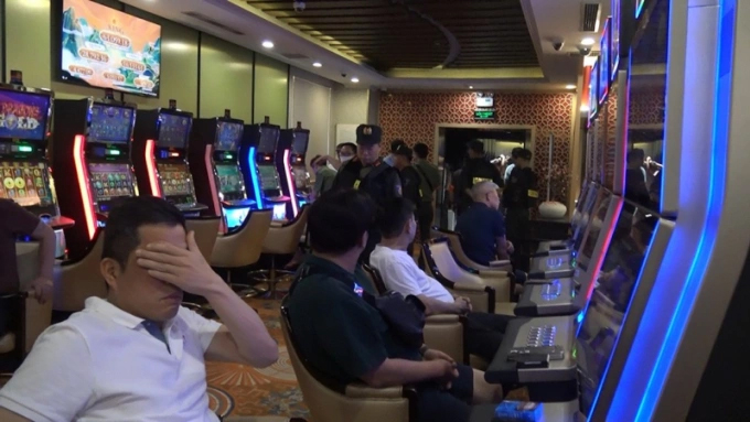 Bên trong CLB King Club khi nhà chức trách triệt phá đường dây tổ chức và đánh bạc trái phép. Ảnh: Công an cung cấp