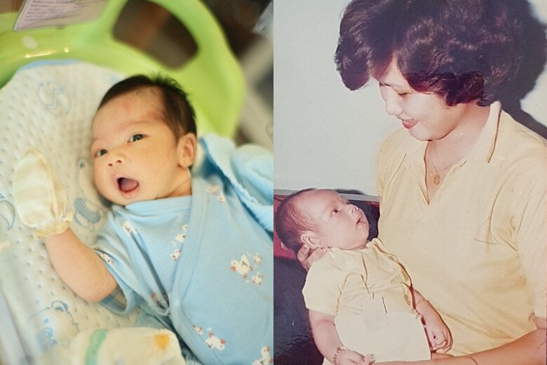 Niê Nguyễn Mộc Đan (ảnh trái) rất giống bố hồi nhỏ.