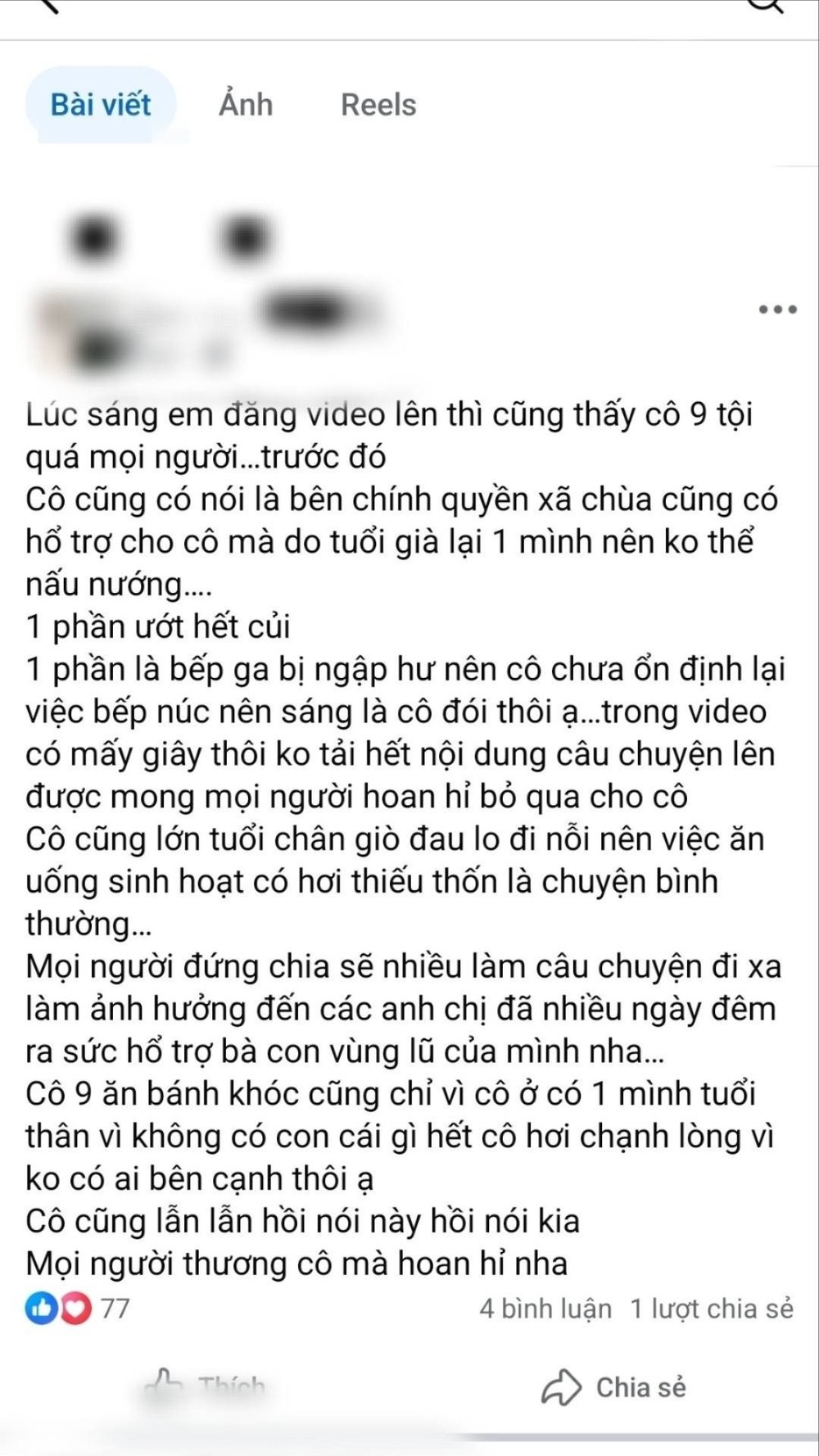 Clip cụ bà không có gì ăn xôn xao cộng đồng mạng là sai sự thật. Ảnh: TN