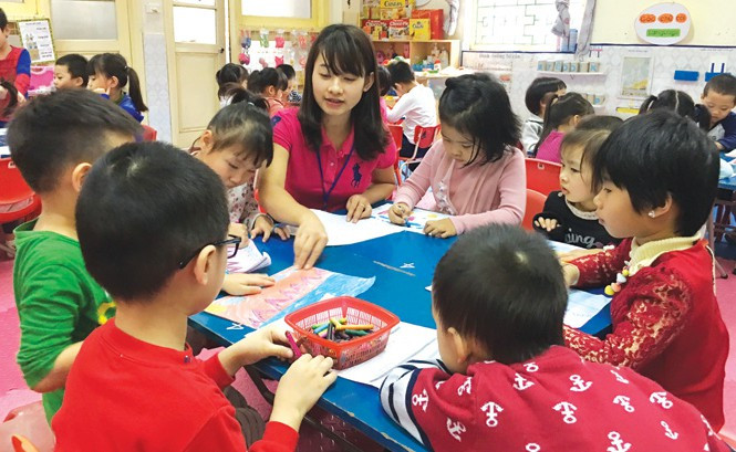 Dự kiến, giáo viên mầm non được hưởng hệ số lương đặc thù mức 1,25 so với hệ số lương hiện hưởng.