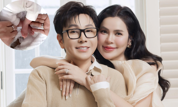 Vợ chồng Phương Lê - Vũ Luân khoe khéo ngoại hình con gái mới sinh (ảnh nhỏ).