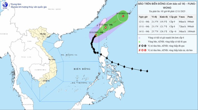 Bão số 14 suy yếu dần và ra khỏi Biển Đông.