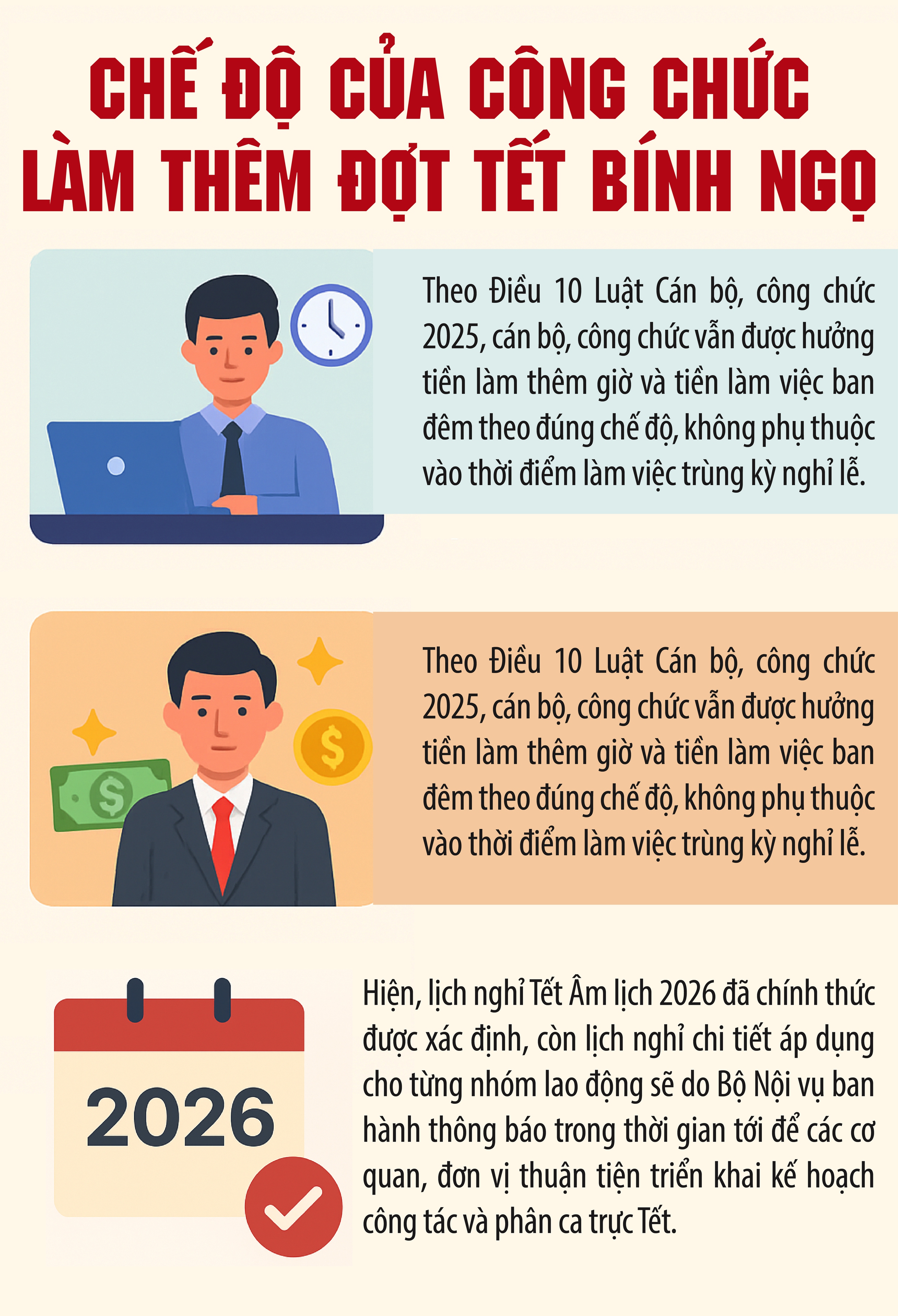 Chế độ của công chức làm thêm đợt Tết Bính Ngọ - 1