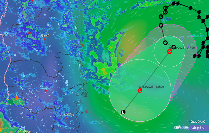 Áp thấp nhiệt đới dự báo suy yếu trong hôm nay. Ảnh: Hệ thống giám sát thiên tai Việt Nam