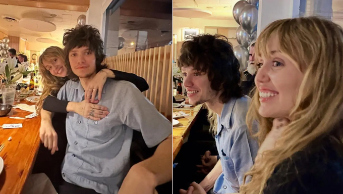 Miley và bạn trai trong buổi tiệc đính hôn. Ảnh: Dan Morando