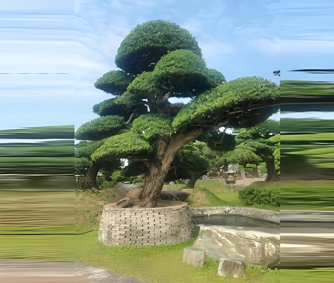 Tùng la hán có dáng vững chãi, tầng lá xếp như mây. Ảnh: Baidu