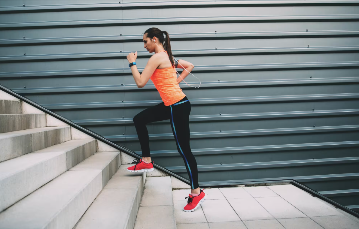 Leo cầu thang là bài tập hỗ trợ mật độ xương và cải thiện sự cân bằng cho người trên 40 tuổi.