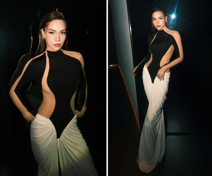 Hồ Ngọc Hà diện đầm Schiaparelli cắt khoét tới chúc mừng học trò cũ Gigi Hương Giang tổ chức private show, tối 12/12.