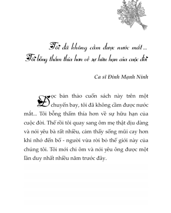 Cảm nghĩ của nam ca sĩ sau khi đọc xong cuốn sách.