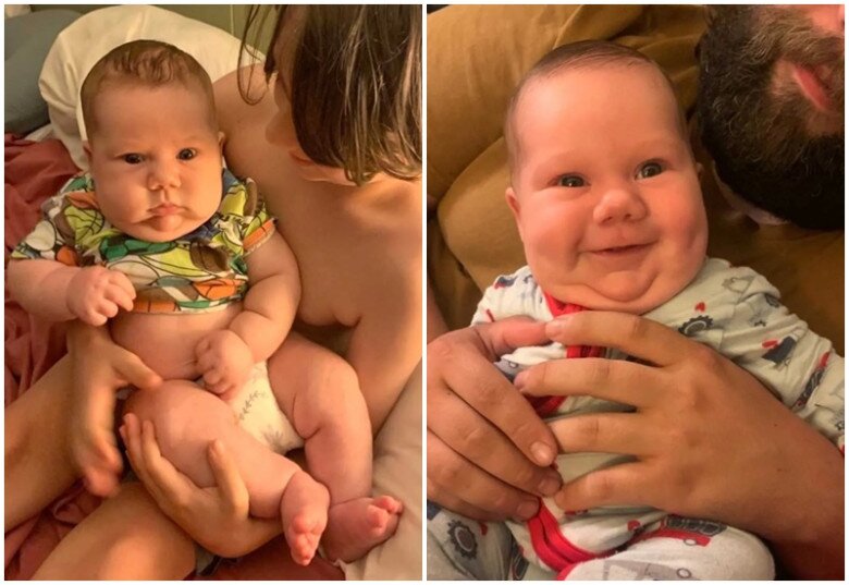 Em bé xuất hiện mang lại niềm vui cho cả gia đình.