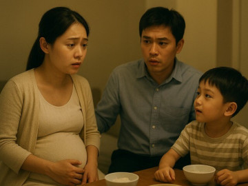 Con riêng của chồng nhìn bụng tôi rồi nói 1 câu, tôi chết lặng giữa bàn cơm