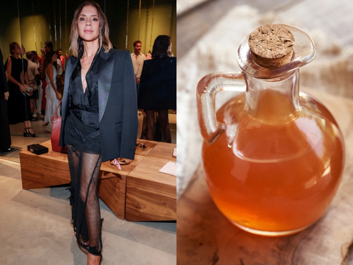 Bà xã danh thủ David Beckham uống giấm táo để thanh lọc cơ thể, giải độc.