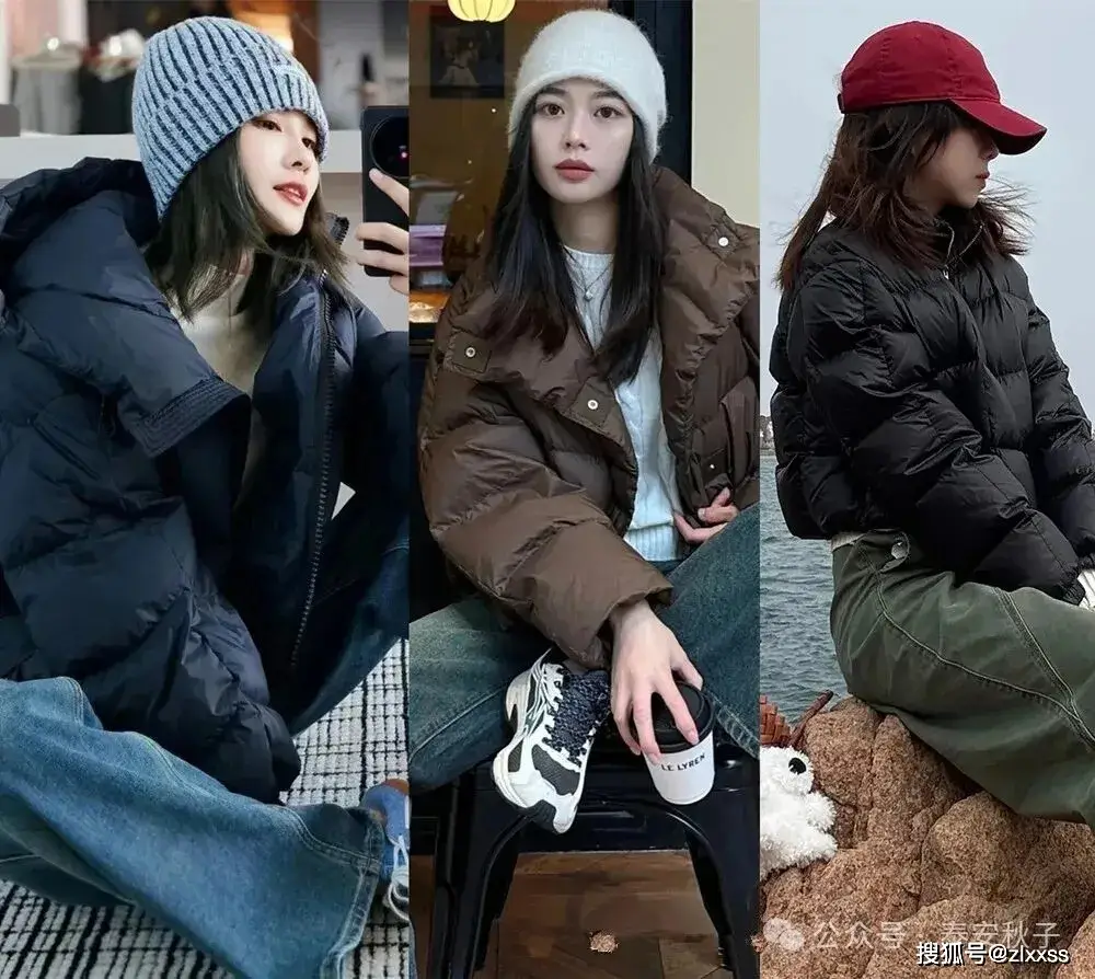 Áo phao đen dáng ngắn khi đi cùng quần jeans xanh ống rộng sẽ tạo nên tổng thể hài hòa, trẻ trung mà vẫn ấm áp. Sự tương phản vừa đủ giữa phom dáng và màu sắc giúp vóc dáng trông thanh thoát, không hề nặng nề.