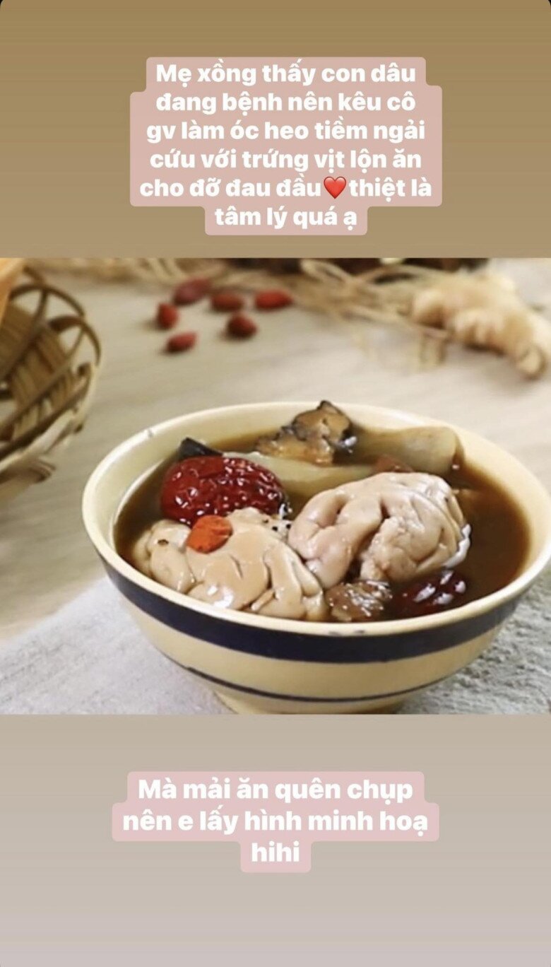 Bà còn chăm sóc con dâu từ bữa ăn.