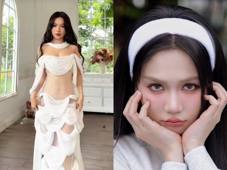 Trong vài khoảnh khắc, Sĩ Thanh suýt bị nhầm là Ngọc Trinh do lối trang điểm khá tương đồng.