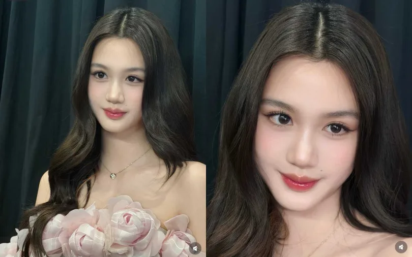 Cận gương mặt đẹp không tì vết của Cayla làm bao người trầm trồ.