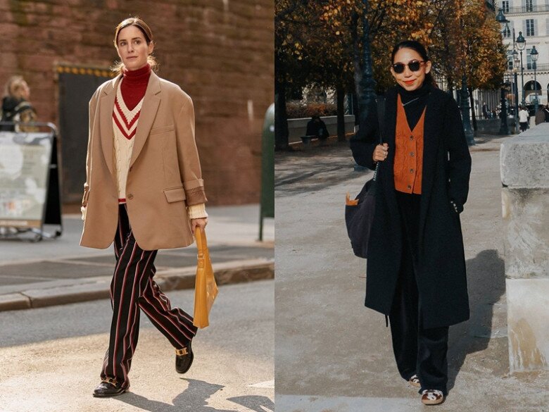 Đối với áo gile len, tốt nhất nên chọn cổ chữ V sâu vì như vậy sẽ để lộ nhiều lớp áo bên trong hơn và tạo ra nhiều lớp riêng biệt, giúp set đồ có chiều sâu hơn.