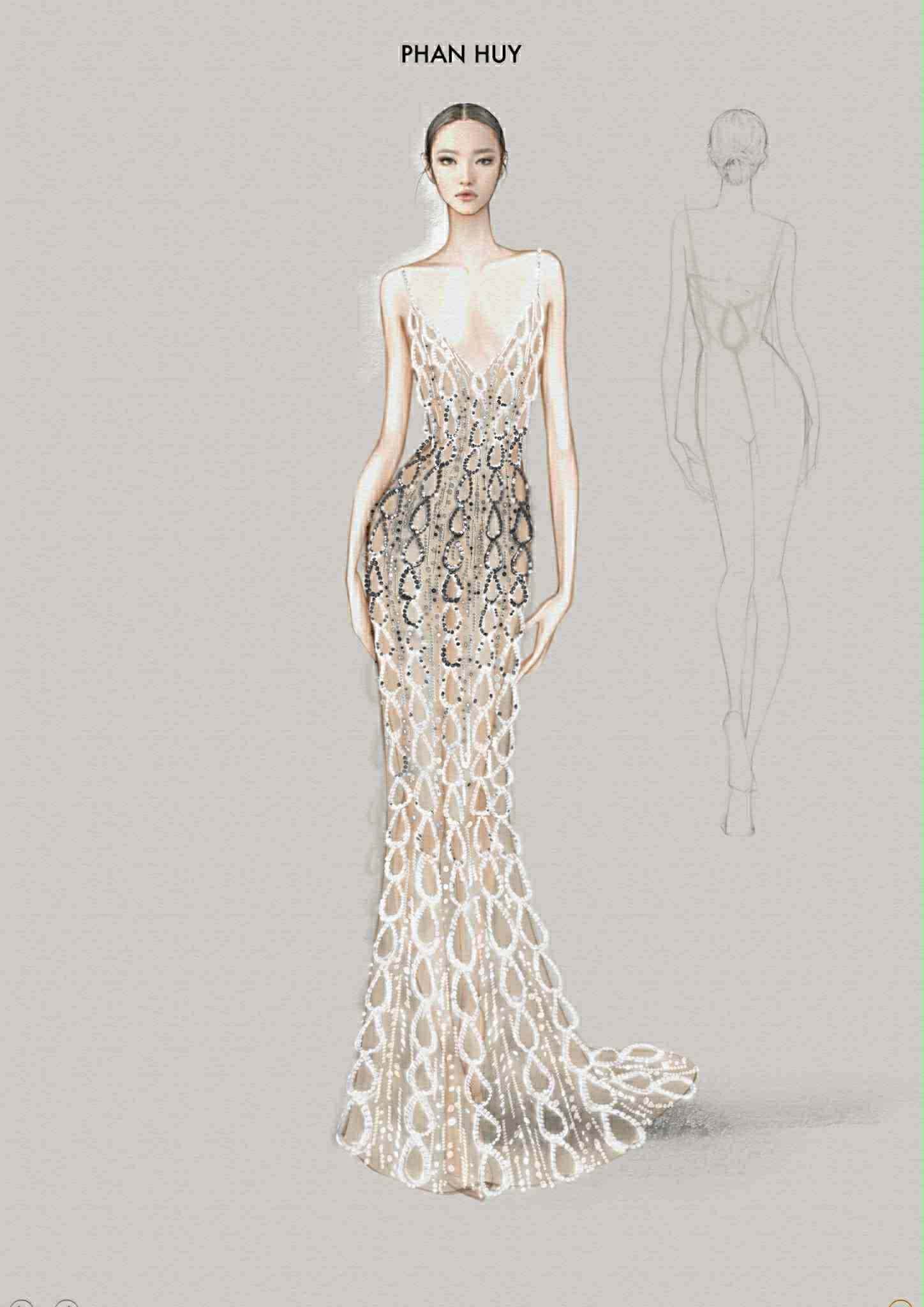 Bản thiết kế đầm dạ hội của Hương Giang.