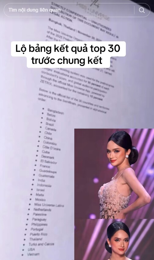 Trước đêm chung kết, hình ảnh được cho là danh sách Top 30 cũng bất ngờ xuất hiện.