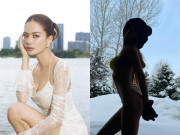 Đẹp - Hoa hậu quốc tế mặc bikini mỏng tang khoe body uốn lượn như cầu trượt dưới trời tuyết lạnh, không cần dùng AI để đu trend