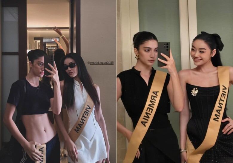 Yến Nhi và bạn cùng phòng là Miss Grand Armenia.
