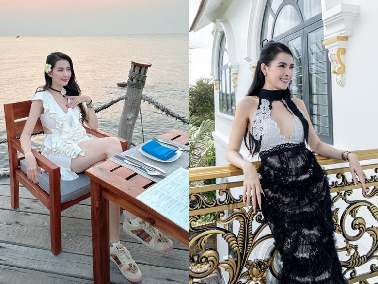 Váy áo cắt khoét giúp Phan Thị Mơ trở nên xinh đẹp, quyến rũ gấp bội.