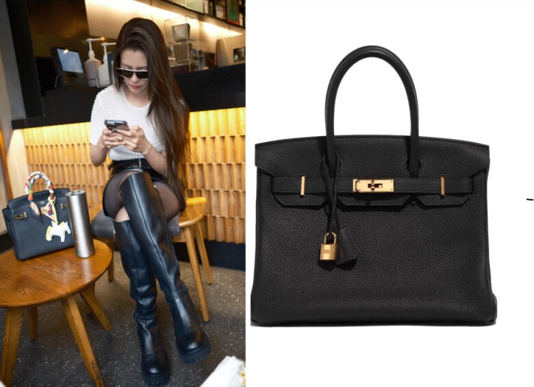 Bùi Lan Hương ghi điểm với lựa chọn túi xách Hermès Birkin size 25 gam màu đen tối giản, với mức giá lên tới hơn 500 triệu đồng, trở thành điểm nhấn đắt giá hoàn thiện hình ảnh sang trọng của nữ ca sĩ.