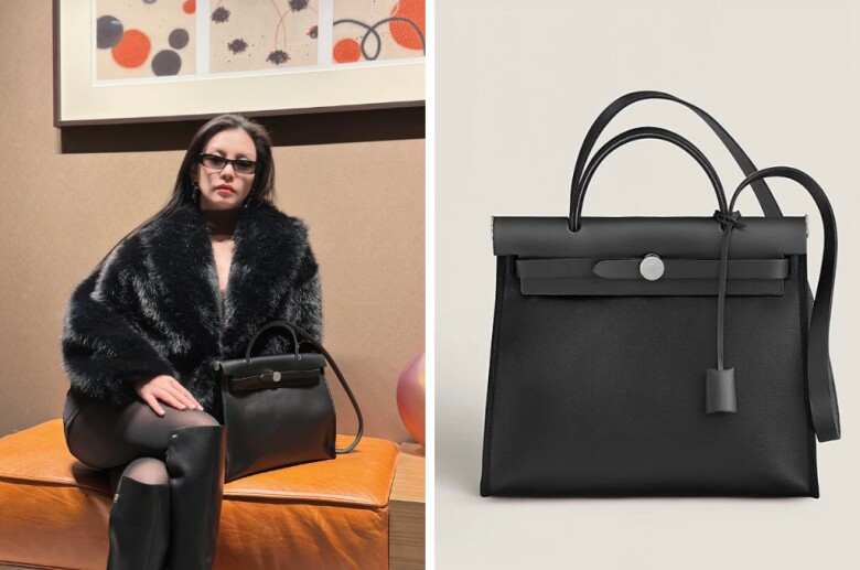 Một mẫu túi khác cùng thương hiệu với mức giá hơn 80 triệu đồng được nữ ca sĩ khéo léo phối áo choàng lông.