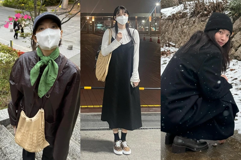 Không cầu kỳ, kiểu cách, Shin Min Ah chỉ tạo điểm nhấn hoặc tô điểm thêm vẻ ngoài bằng các phụ kiện đơn giản nhưng phối hợp ăn ý với tổng thể trang phục.