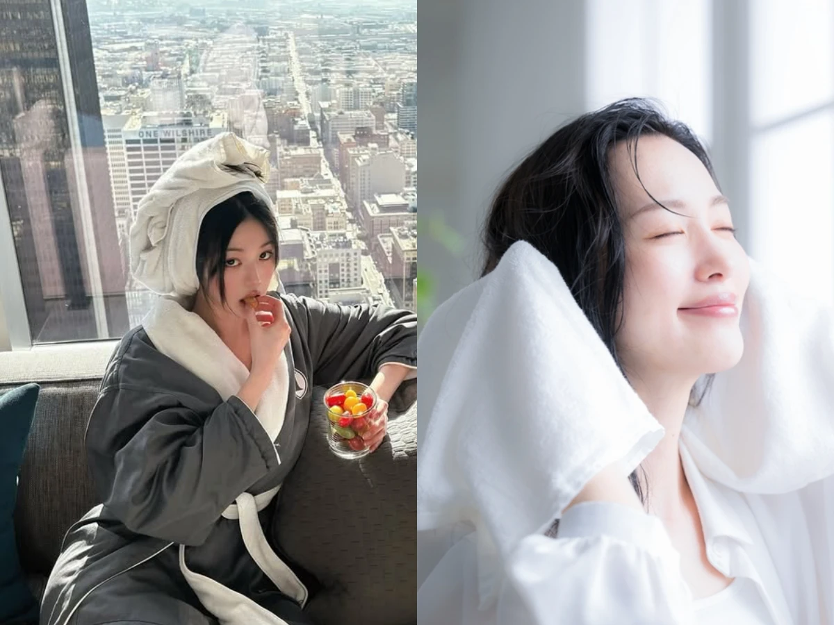 Quấn khăn che kín tóc sau khi gội đầu không phải cách làm được khuyến khích.