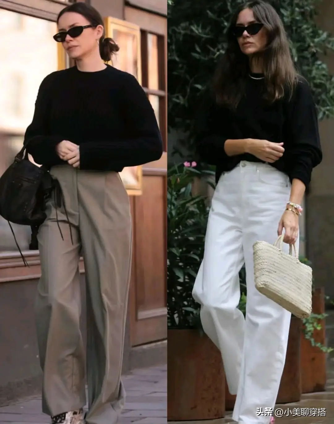 Một chiếc áo len đen dáng rộng với thiết kế tối giản sẽ trở nên tinh tế hơn khi bạn khéo léo sơ vin một phần áo vào quần hoặc chân váy. Cách này giúp làm nổi bật vòng eo cao, tạo tỷ lệ cơ thể 3:7 lý tưởng, khiến dáng người trông thon gọn và cân đối hơn.