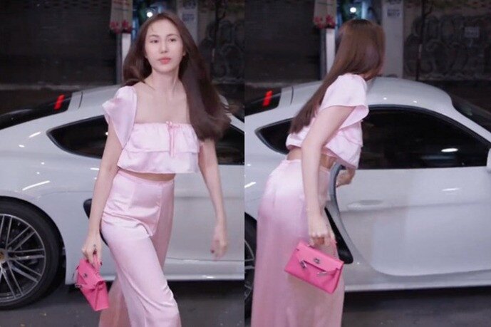 Thủy Tiên dường như rất yêu thích hãng túi xa xỉ này nên cô rất chăm diện một mẫu túi khác của hãng là Kelly Mini.