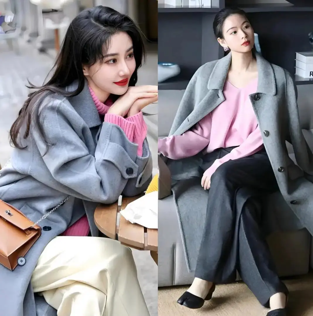 Một chiếc áo len hồng bụi phối cùng quần âu xám sẽ tạo bộ công sở vừa nữ tính, trẻ trung, vừa thanh lịch chuyên nghiệp, đảm bảo khiến ai cũng phải trầm trồ trước gu phối đồ tinh tế của bạn.