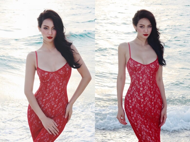 Cô còn sở hữu một phiên bản tương tự khác màu đỏ rực trông cực cháy.