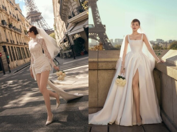 Hoa hậu Đỗ Thị Hà khoe cặp kiếm Nhật dài 1m11 trứ danh trong bộ ảnh cưới đẹp như tranh ở Paris