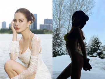 Hoa hậu quốc tế mặc bikini mỏng tang khoe body uốn lượn như cầu trượt dưới trời tuyết lạnh, không cần dùng AI để đu trend