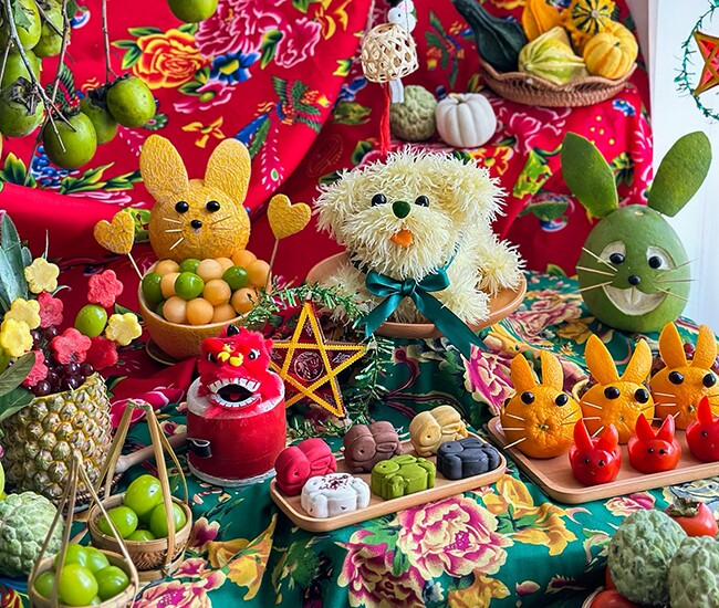 Mâm cỗ Trung thu đẹp mắt (Ảnh: Cao Thanh Thủy).