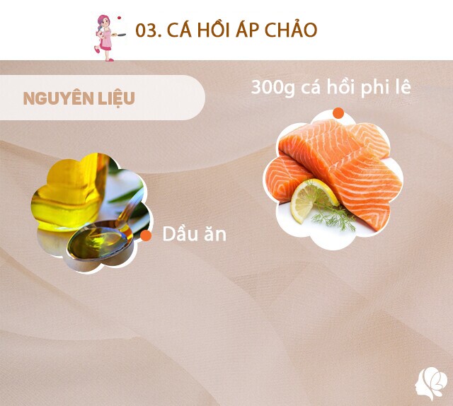 Chuẩn bị: 500g cá hồi, dầu ăn, xíu muối, tỏi đập dập.